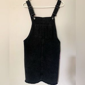 Black denim overall dress